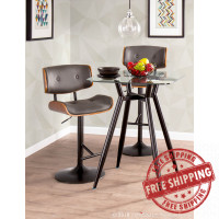 Lumisource BS-JY-LMB WL+GY Lombardi Mid-Century Modern Adjustable Barstool in Walnut with Grey Faux Leather 